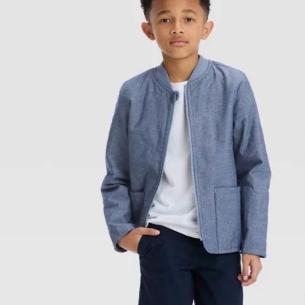 Cat & Jack Blue Chambray Quilted Aviation Jacket